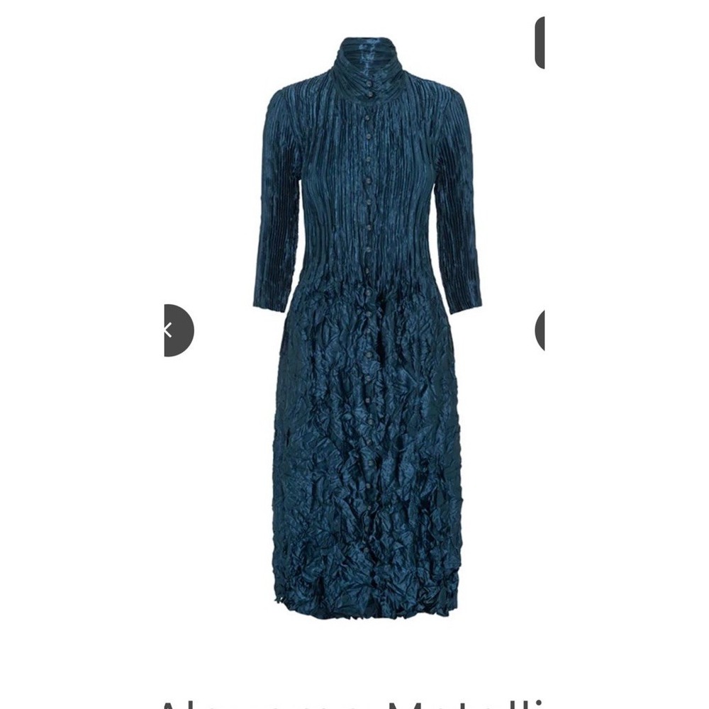 Alquema Metallic Nehru‎ Coat Dress Steel Blue Size 1 6-10